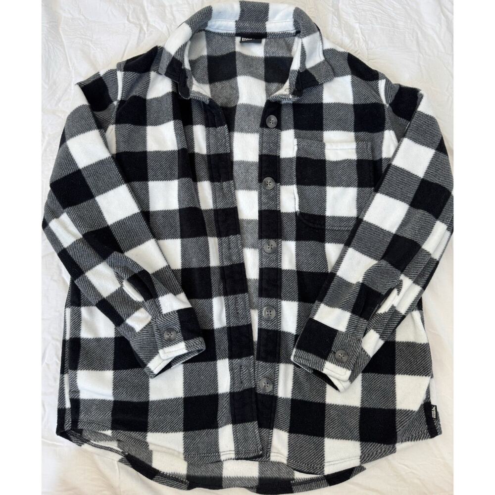 Eddie Bauer Women's Size S Black White Gray Plaid Button Shacket Jacket